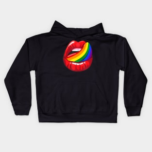 Lgbt Gay Lesbian Pride Sexy Lips Rainbow Kids Hoodie